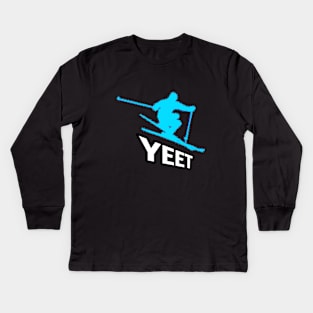 Yeet - Alpine Ski - 2022 Olympic Winter Sports Lover -  Snowboarding - Funny Slang Graphic Typography Saying Kids Long Sleeve T-Shirt